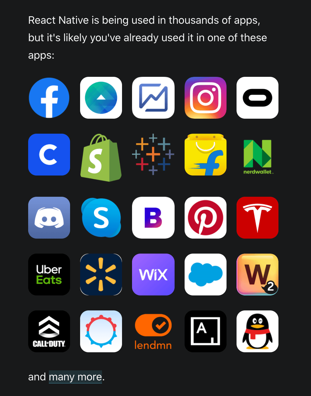 Zoznam mobilných aplikácií napísaných prostredníctvom softvérového rámca React Native