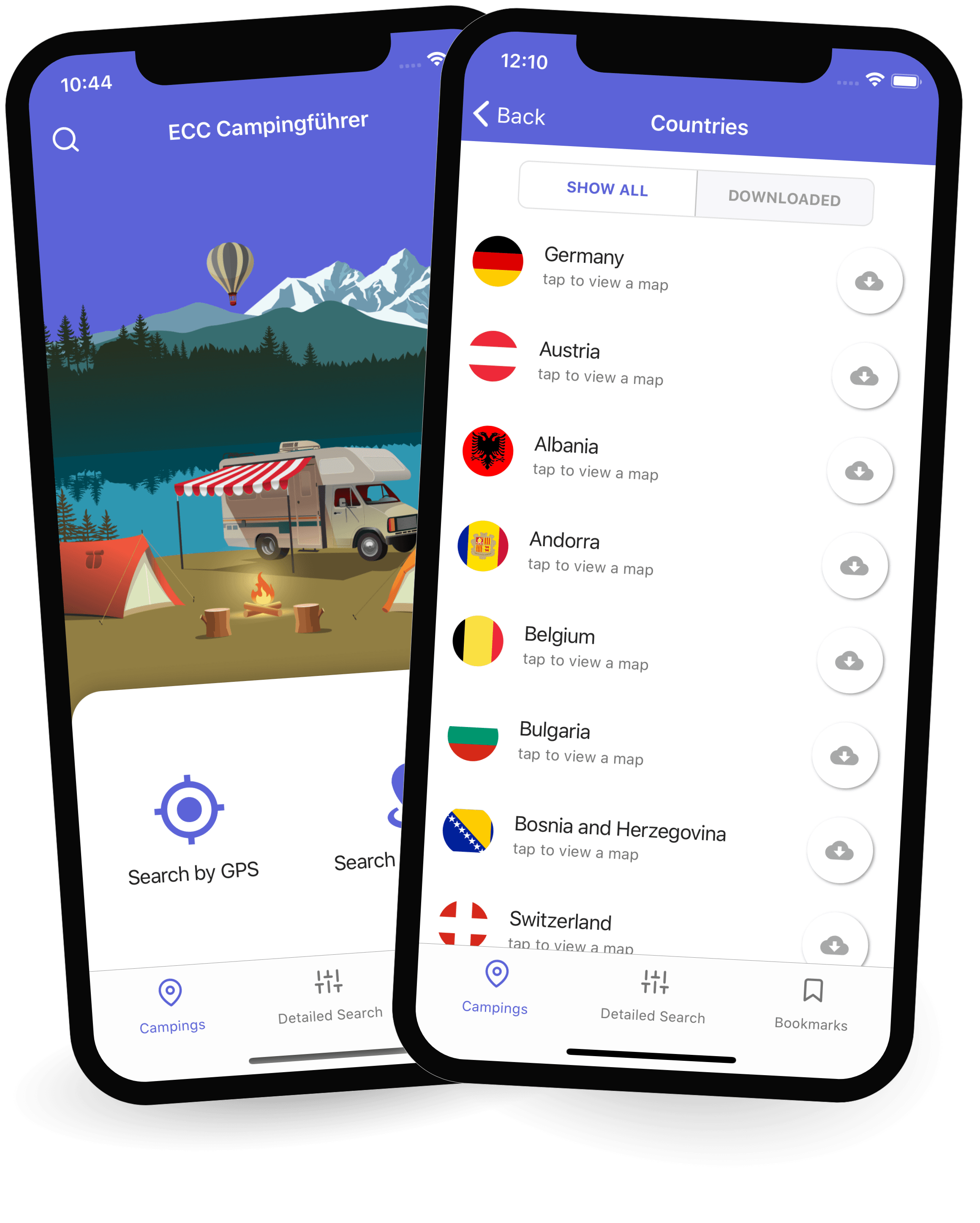 Náhľad obrazoviek mobilnej aplikácie ECC Camping Fuehrer | 1 z 3