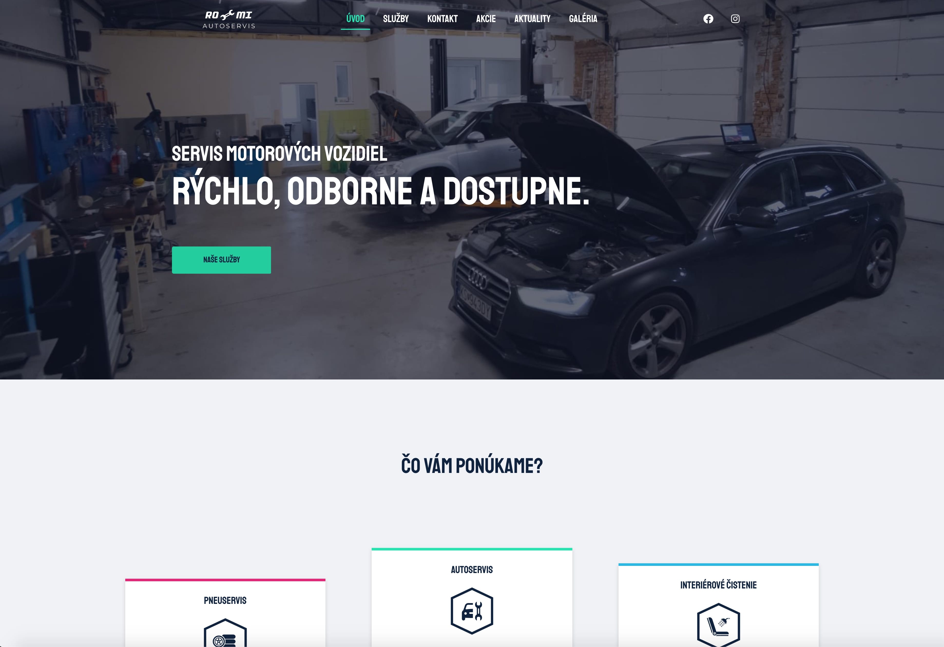 Náhľad webovej stránky Romi Autoservis a Pneuservis