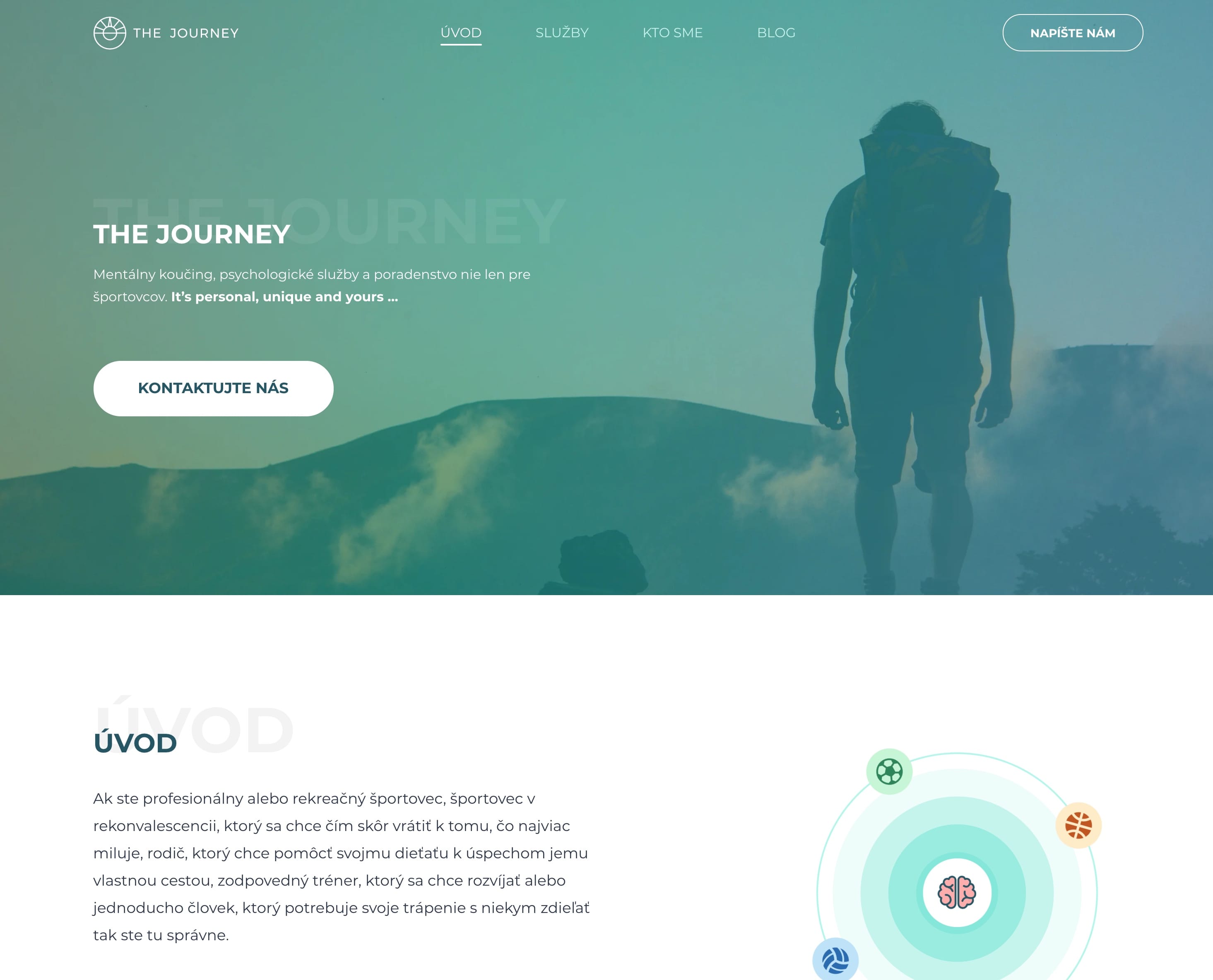 Náhľad úvodnej strany webovej stránky The Journey
